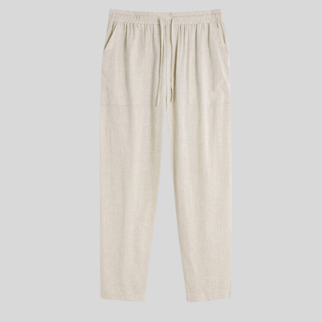 Montiqeu - Pantalon en Lin pour Hommes à Coupe Décontractée, Idéal par Temps Chaud