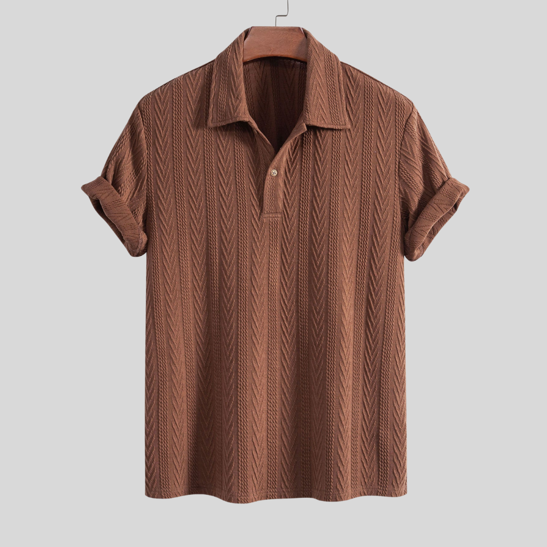 Montiqeu - Polo Jacquard Géométrique Tricoté pour Hommes - Élégant et Confortable