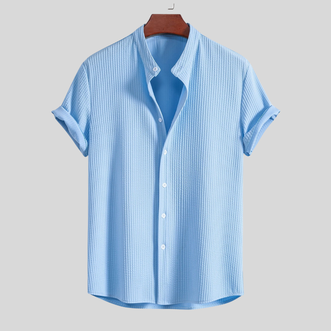 Montiqeu - Chemise Côtelée pour Hommes avec Col Montant, Coupe Muscle Fit pour une Silhouette Ajustée