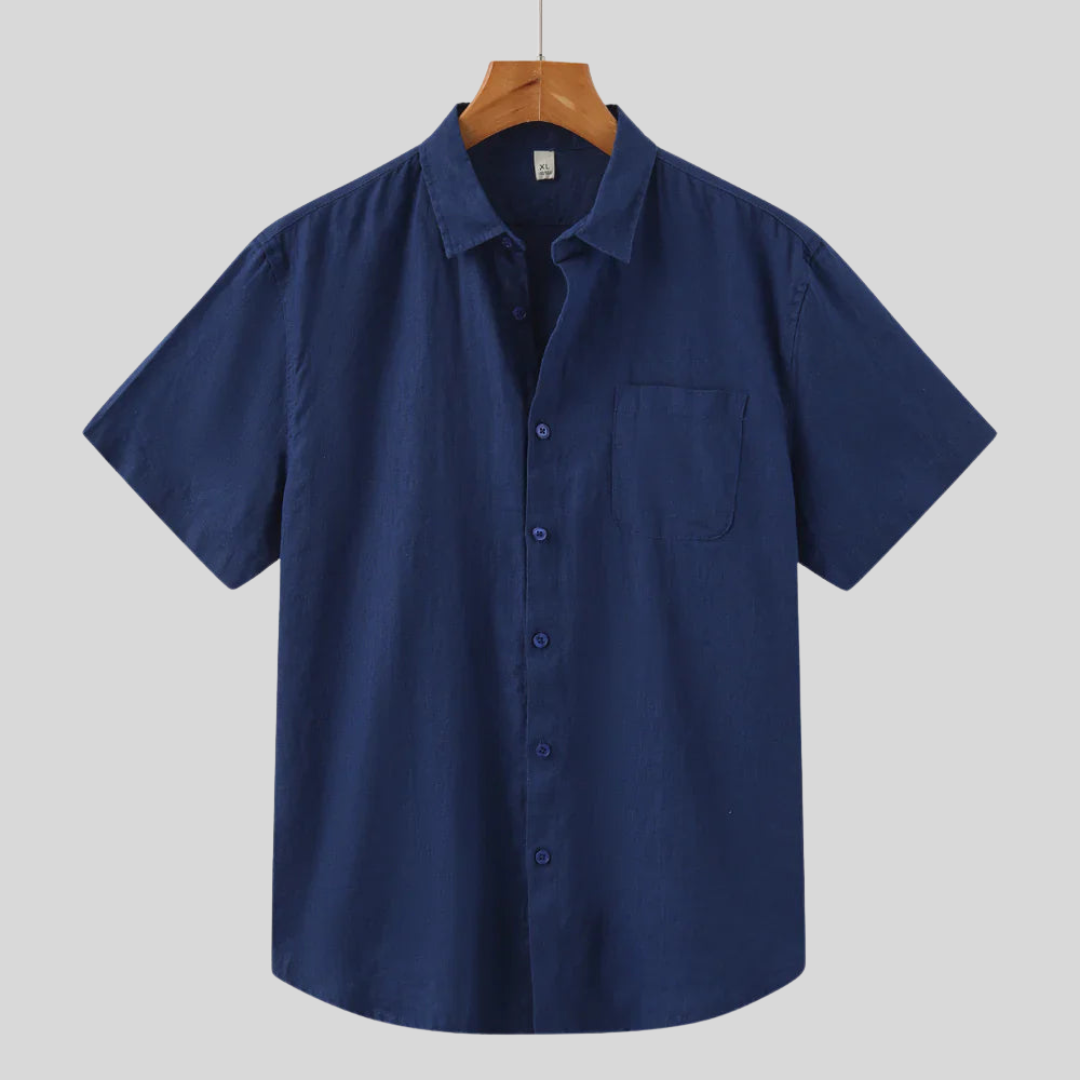 Montiqeu - Chemise en Lin à Manches Courtes pour Hommes - Légère et Élégante
