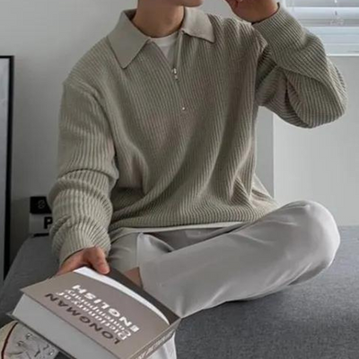 Montiqeu - Pull Zippé Tricoté pour Hommes, Élégant et Chaleureux pour l’Hiver