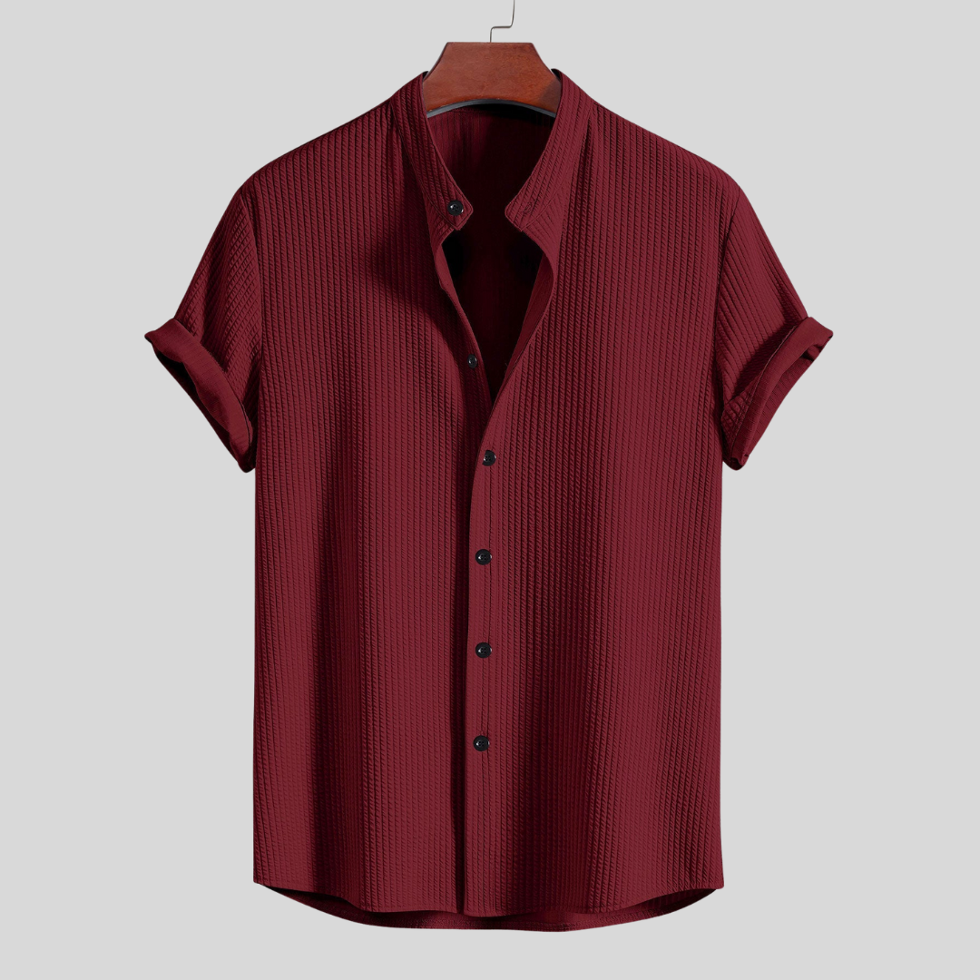 Montiqeu - Chemise Côtelée pour Hommes avec Col Montant, Coupe Muscle Fit pour une Silhouette Ajustée