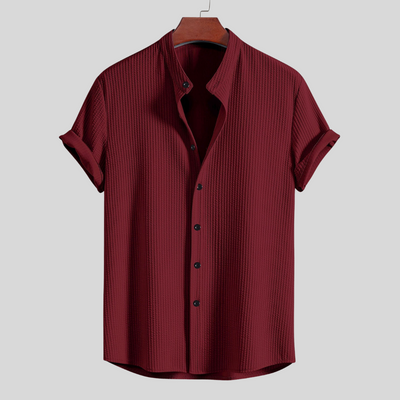 Montiqeu - Chemise Côtelée pour Hommes avec Col Montant, Coupe Muscle Fit pour une Silhouette Ajustée