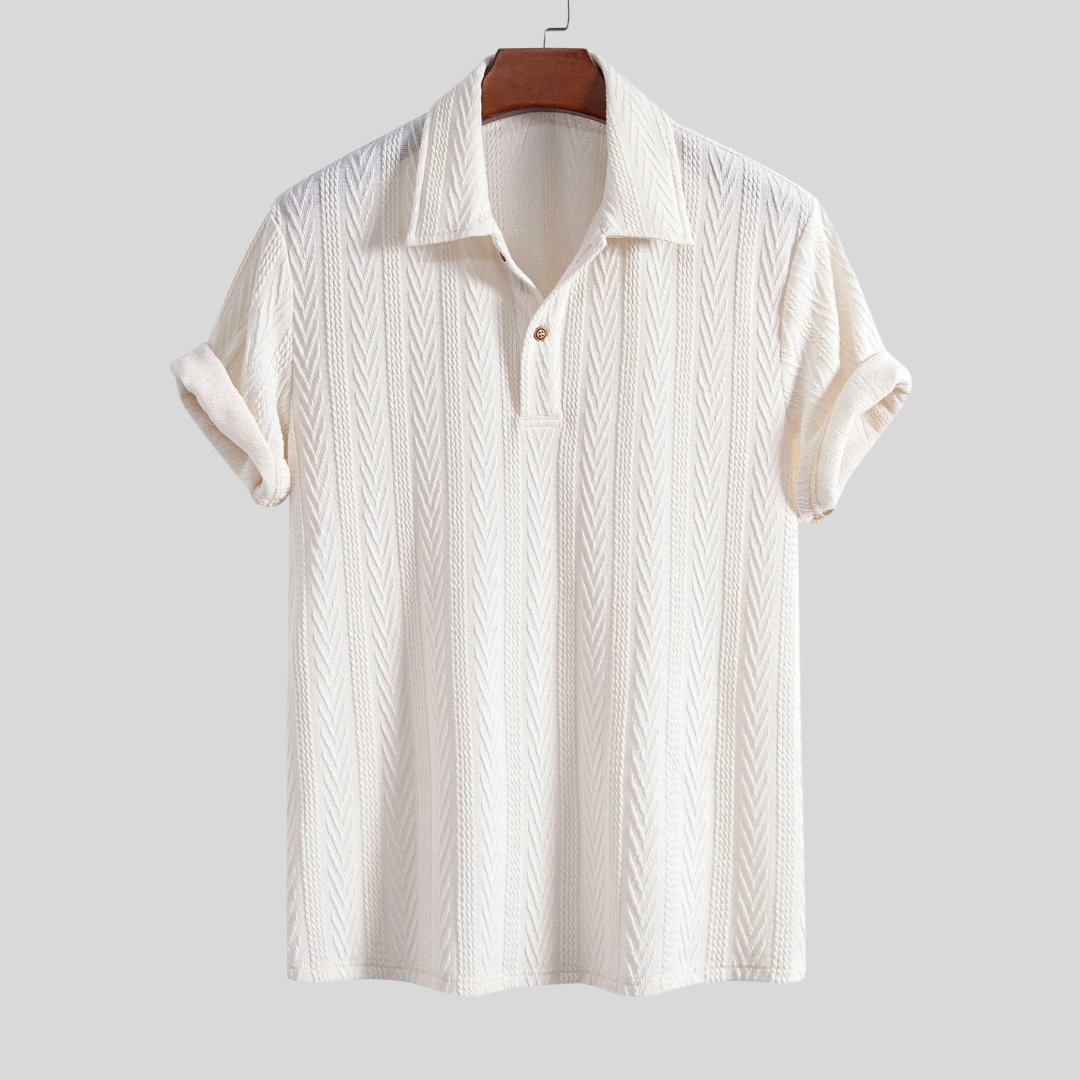 Montiqeu - Polo Jacquard Géométrique Tricoté pour Hommes - Élégant et Confortable