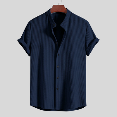 Montiqeu - Chemise Côtelée pour Hommes avec Col Montant, Coupe Muscle Fit pour une Silhouette Ajustée