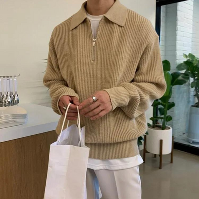 Montiqeu - Pull Zippé Tricoté pour Hommes, Élégant et Chaleureux pour l’Hiver