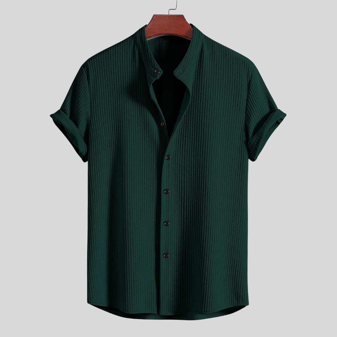 Montiqeu - Chemise Côtelée pour Hommes avec Col Montant, Coupe Muscle Fit pour une Silhouette Ajustée
