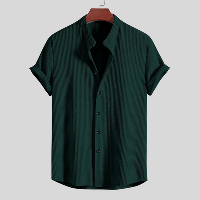 Montiqeu - Chemise Côtelée pour Hommes avec Col Montant, Coupe Muscle Fit pour une Silhouette Ajustée