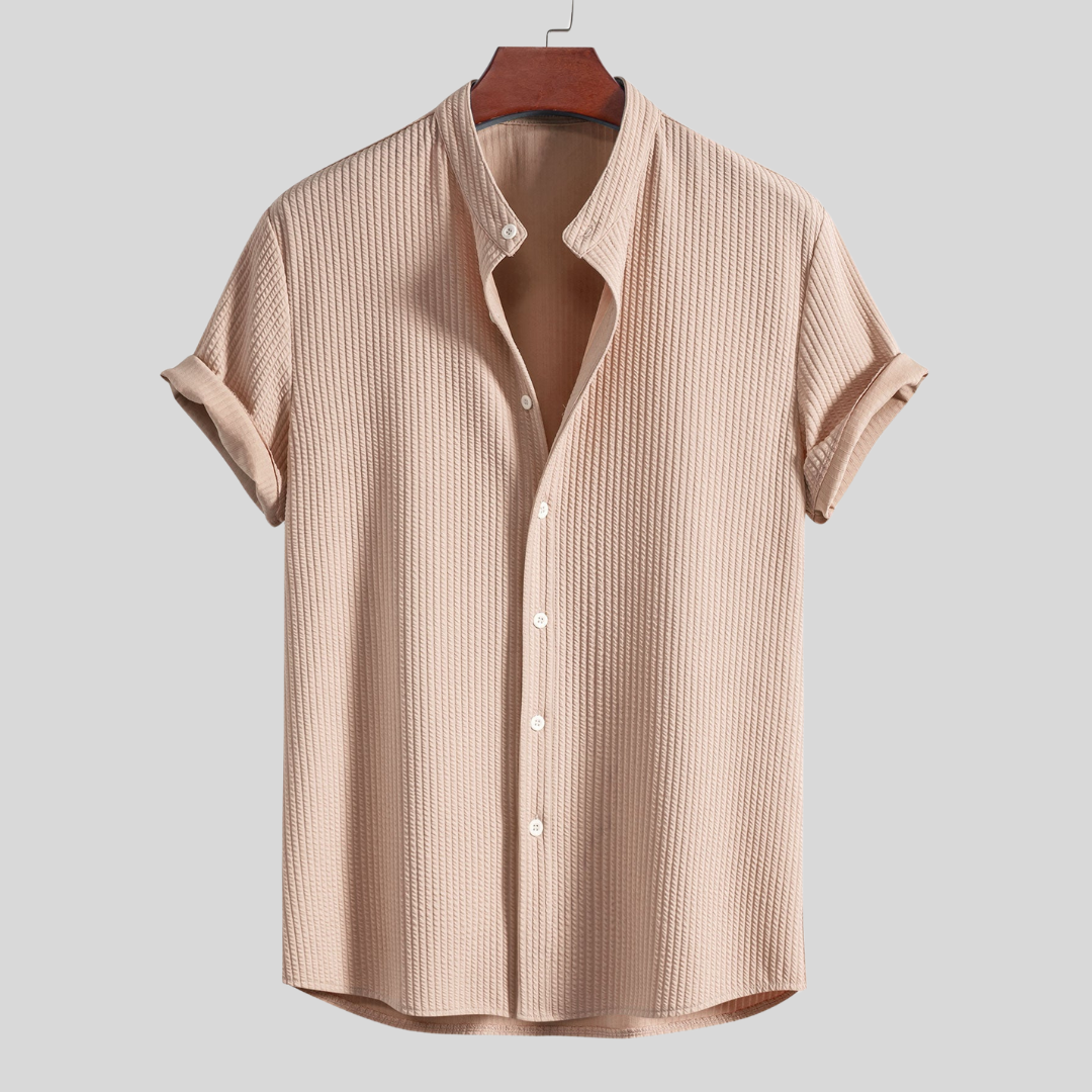 Montiqeu - Chemise Côtelée pour Hommes avec Col Montant, Coupe Muscle Fit pour une Silhouette Ajustée