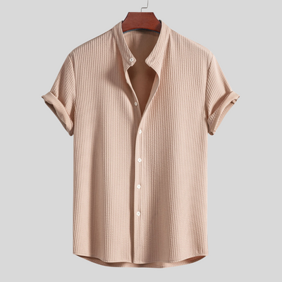 Montiqeu - Chemise Côtelée pour Hommes avec Col Montant, Coupe Muscle Fit pour une Silhouette Ajustée