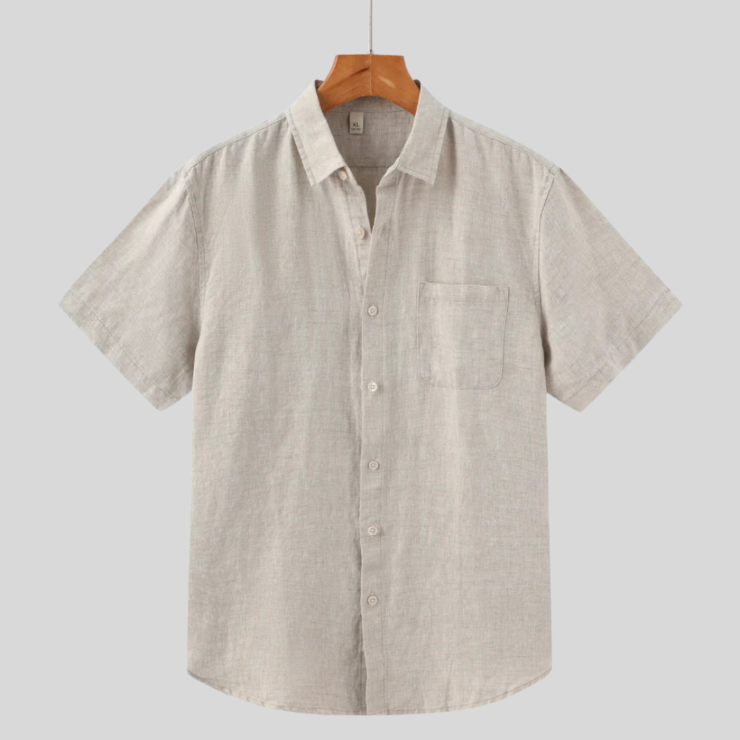 Montiqeu - Chemise en Lin à Manches Courtes pour Hommes - Légère et Élégante