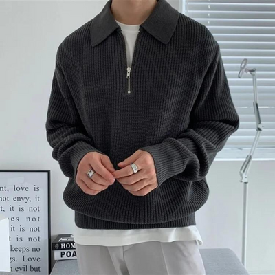 Montiqeu - Pull Zippé Tricoté pour Hommes, Élégant et Chaleureux pour l’Hiver