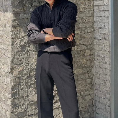 Montiqeu - Pull Demi-Zip en Tricot à Câbles