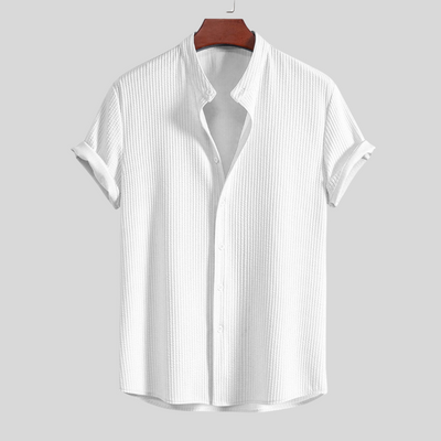 Montiqeu - Chemise Côtelée pour Hommes avec Col Montant, Coupe Muscle Fit pour une Silhouette Ajustée