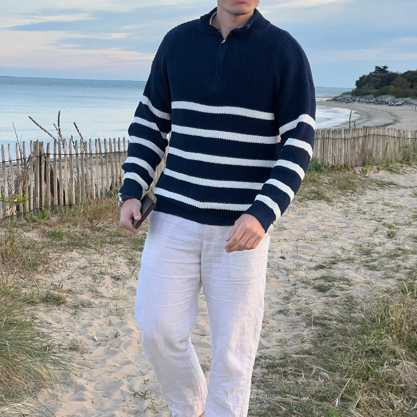 Montiqeu - Stripes Half-Zip Sweater