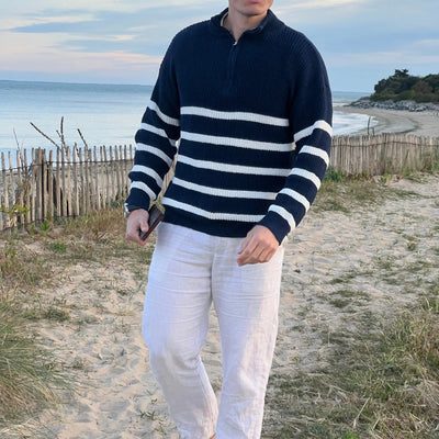 Montiqeu - Stripes Half-Zip Sweater