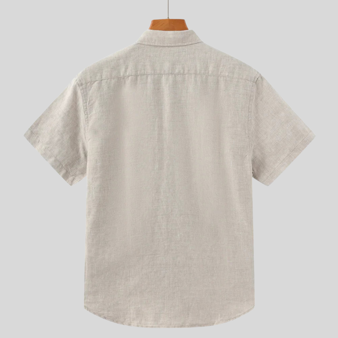 Montiqeu - Chemise en Lin à Manches Courtes pour Hommes - Légère et Élégante