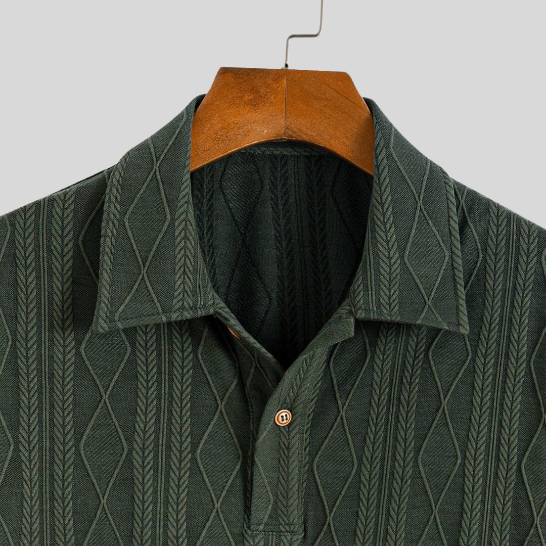 Montiqeu - Polo Jacquard Tricoté avec Motif à Carreaux pour Hommes - Élégant et Confortable