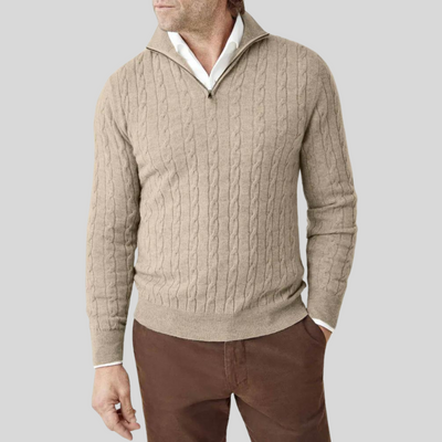 Montiqeu - Pull Zippé en Tricot Torsadé de Luxe