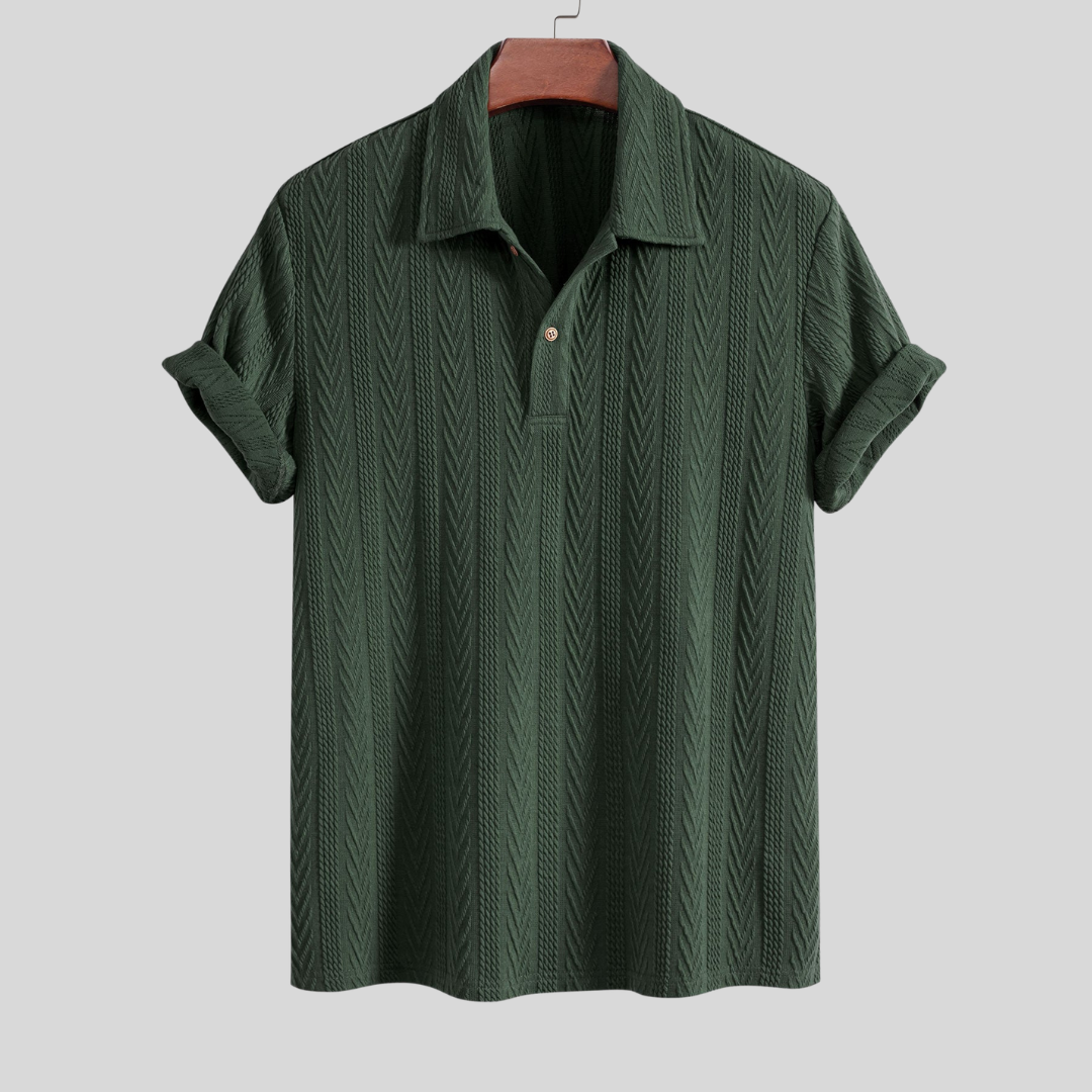 Montiqeu - Polo Jacquard Géométrique Tricoté pour Hommes - Élégant et Confortable