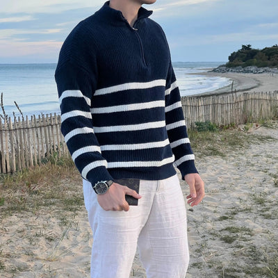 Montiqeu - Stripes Half-Zip Sweater