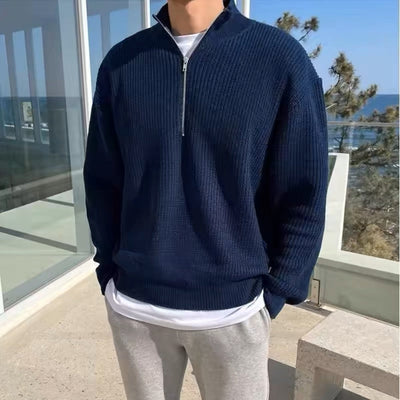 Montiqeu - Pull Tricoté Demi-Zip de Luxe