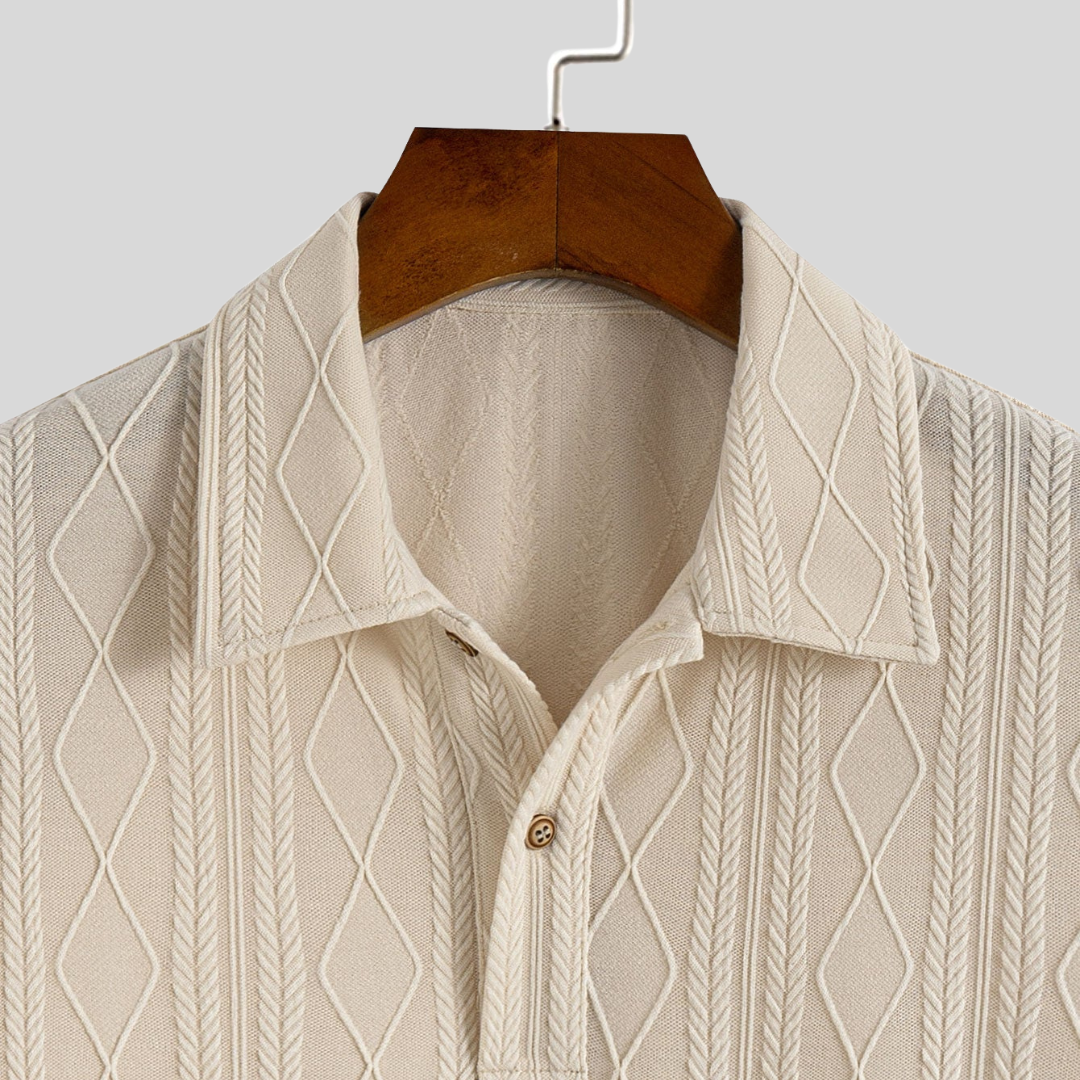 Montiqeu - Polo Jacquard Tricoté avec Motif à Carreaux pour Hommes - Élégant et Confortable