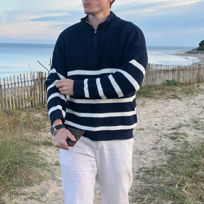 Montiqeu - Stripes Half-Zip Sweater