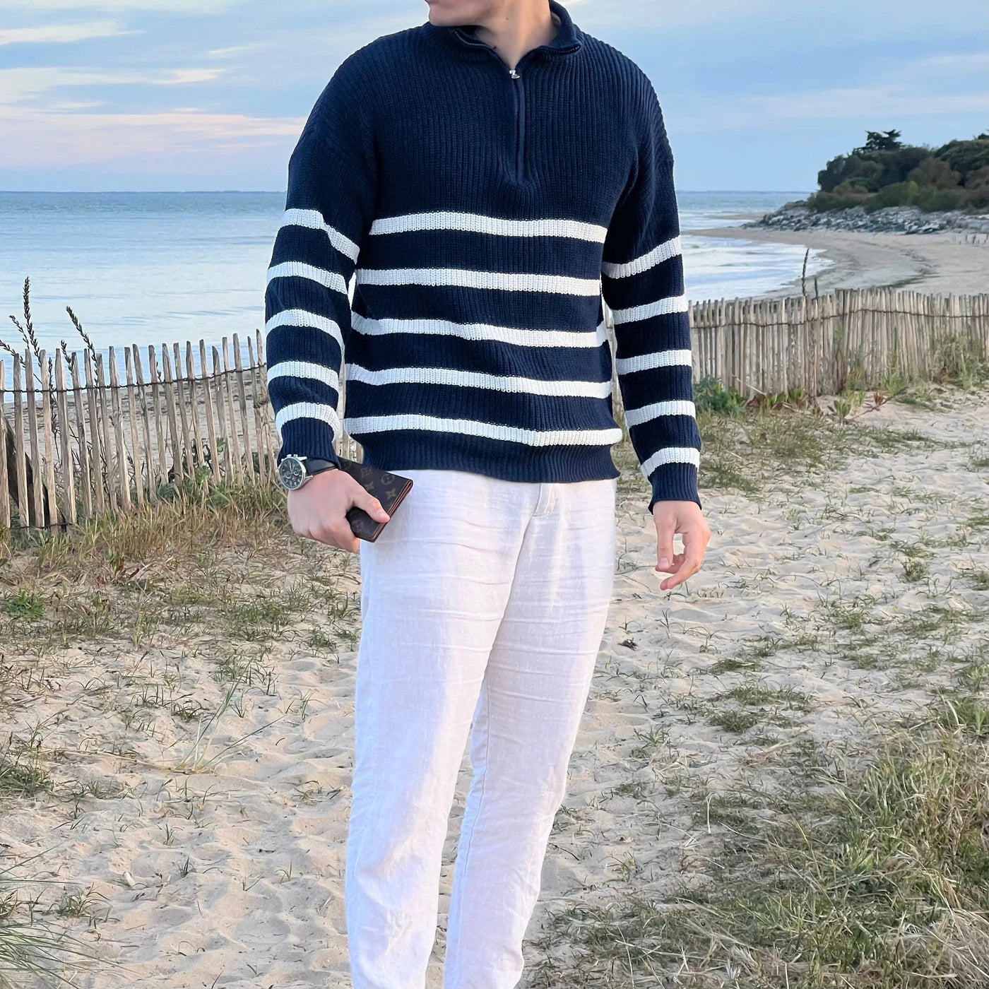 Montiqeu - Stripes Half-Zip Sweater