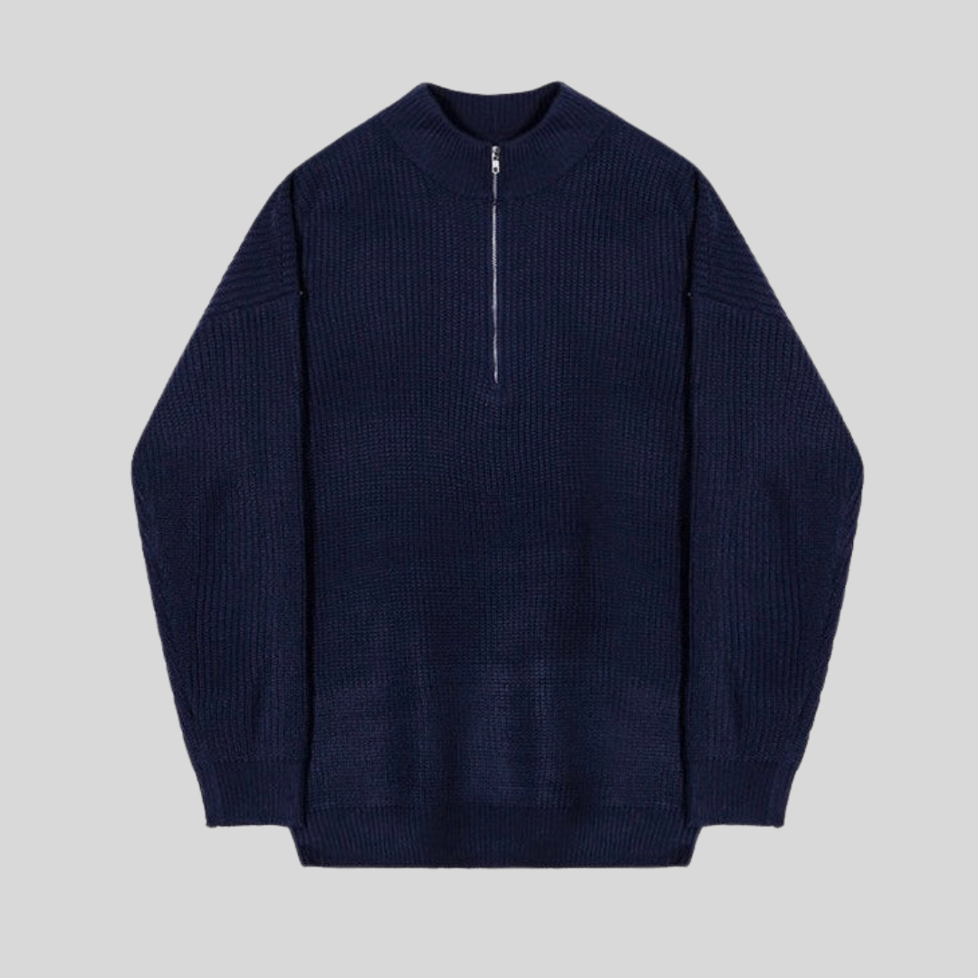 Montiqeu - Pull Tricoté Demi-Zip de Luxe