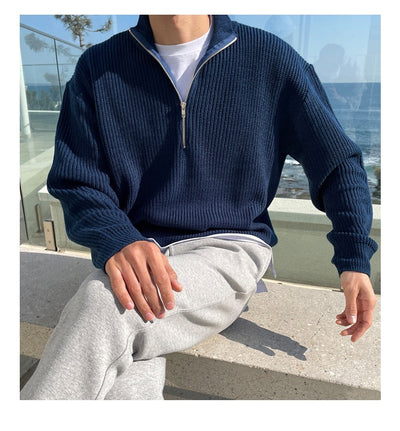 Montiqeu - Pull Tricoté Demi-Zip de Luxe
