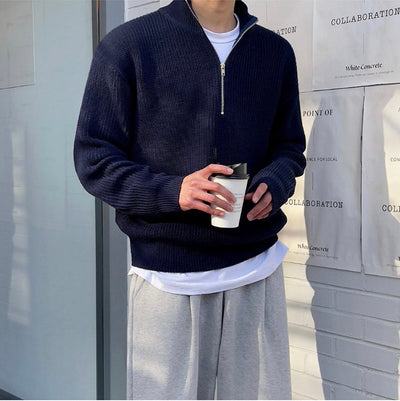 Montiqeu - Pull Tricoté Demi-Zip de Luxe