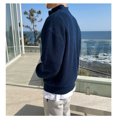 Montiqeu - Pull Tricoté Demi-Zip de Luxe